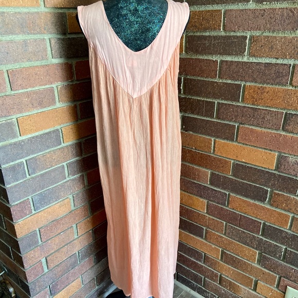 Pagoda Free Size Light Orange Dress / Coverup with Embroidery - Picture 5 of 6